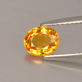 0.87克拉天然橙色蓝宝石，椭圆形切割，6.2×5.2毫米，VVS