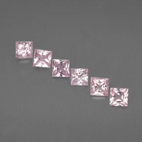 天然粉色蓝宝石，方形，3.2×3.1毫米，VVS-VS