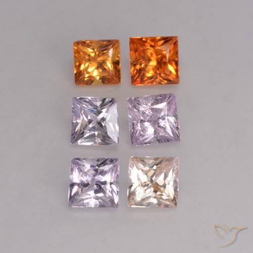 1.16天然多色蓝宝石，方形，3.1×3.1毫米，VVS