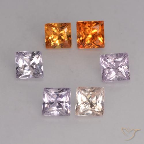 1.16天然多色蓝宝石，方形，3.1×3.1毫米，VVS