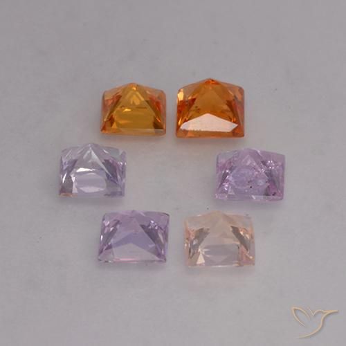 1.16天然多色蓝宝石，方形，3.1×3.1毫米，VVS
