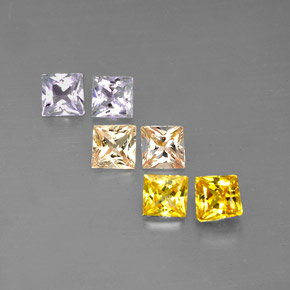 天然多色蓝宝石，方形，2.9×2.8毫米，VVS-VS