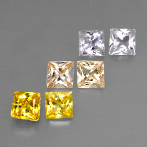 天然多色蓝宝石，方形，2.9×2.8毫米，VVS-VS