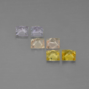 天然多色蓝宝石，方形，2.9×2.8毫米，VVS-VS