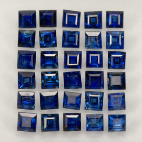 天然蓝宝石，方形，1.8×1.7毫米，VVS-VS