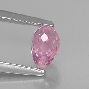 0.90克拉天然粉色蓝宝石，水滴珠形切工，5.9×4.2毫米，VVS-VS
