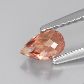 0.76克拉天然橙色蓝宝石，水滴珠形切工，5.9×3.9毫米，VVS-VS