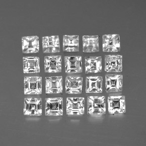 天然白色蓝宝石，方形，2.6×2.6毫米，VVS-VS