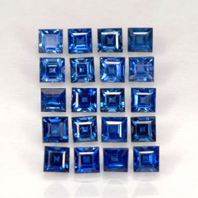 天然蓝宝石，方形，1.9×1.9毫米，VVS-VS