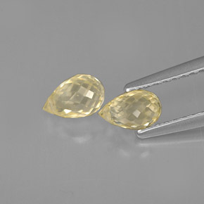 天然黄色蓝宝石，水滴珠形切工，5.9×3.8毫米，VVS-VS