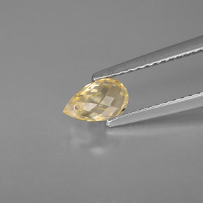 1.07克拉天然黄色蓝宝石，水滴珠形切工，6.8×4毫米，VS