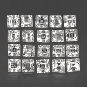 天然白色蓝宝石，方形，2.3×2.3毫米，VVS-VS