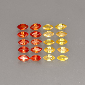 天然橙色蓝宝石，马眼形，4.3×2.2毫米，VVS-VS