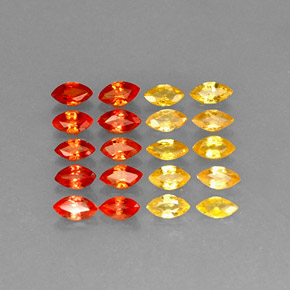 天然橙色蓝宝石，马眼形，4.3×2.2毫米，VVS-VS