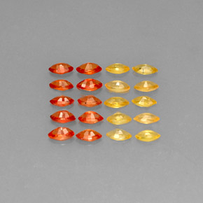 天然橙色蓝宝石，马眼形，4.3×2.2毫米，VVS-VS