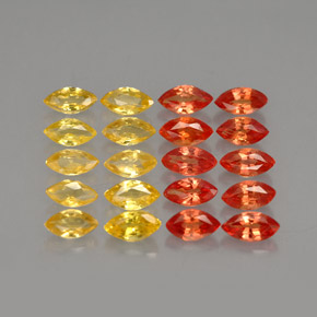 天然橙色蓝宝石，马眼形，4.2×2.2毫米，VVS-VS