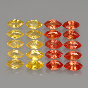 天然橙色蓝宝石，马眼形，4.2×2.2毫米，VVS-VS