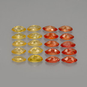 天然橙色蓝宝石，马眼形，4.2×2.2毫米，VVS-VS