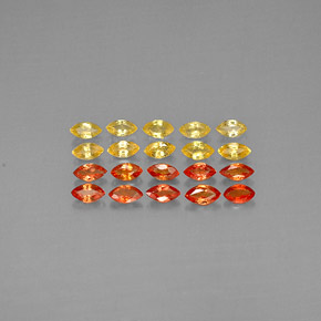 天然橙色蓝宝石，马眼形，2.2×2.1毫米，VVS-VS