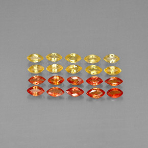天然橙色蓝宝石，马眼形，2.2×2.1毫米，VVS-VS