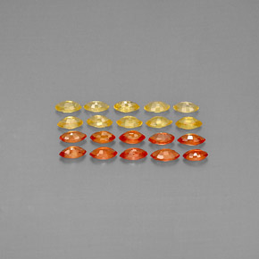 天然橙色蓝宝石，马眼形，2.2×2.1毫米，VVS-VS