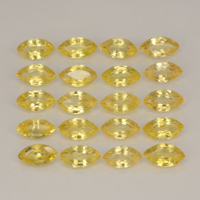 天然黄色蓝宝石，马眼形，4.1×2.2毫米，VVS-VS
