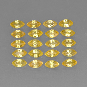 天然黄色蓝宝石，马眼形，4.1×2.2毫米，VVS-VS