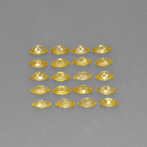 天然黄色蓝宝石，马眼形，4.1×2.2毫米，VVS-VS