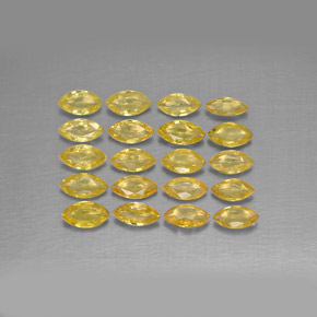 1.92天然黄色蓝宝石，马眼形，4.2×2.3毫米，VVS-VS