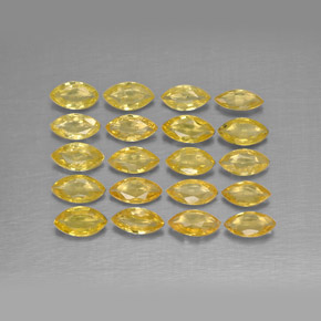1.92天然黄色蓝宝石，马眼形，4.2×2.3毫米，VVS-VS