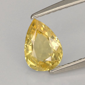 0.73克拉天然黄色蓝宝石，梨形，6.9×5毫米，VS