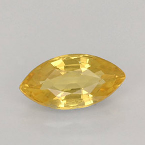 1.01克拉天然黄色蓝宝石，马眼形，8.6×4.5毫米，VS