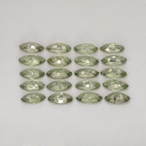 天然绿色蓝宝石，马眼形，5.1×2.7毫米，VS
