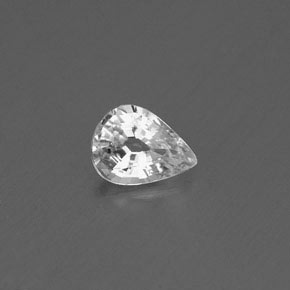 0.40克拉天然白色蓝宝石，梨形，5.4×4毫米，VS