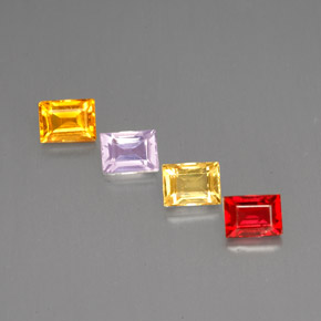 天然多色蓝宝石，长方形切工，4.2×3.1毫米，VVS-VS