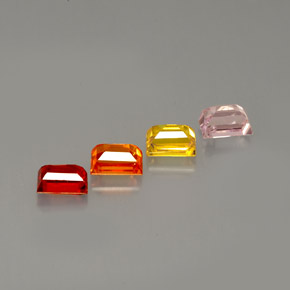 天然多色蓝宝石，长方形切工，4.1×3.1毫米，VVS-VS