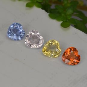 1.12天然多色蓝宝石，心形，3.9×3.8毫米，VS