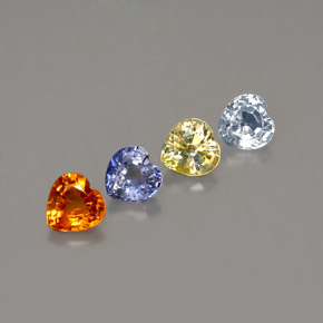 天然多色蓝宝石，心形，3.8×3.8毫米，VS