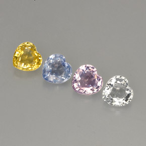 1.42天然多色蓝宝石，心形，4.1×4.1毫米，VVS-VS