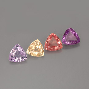 天然多色蓝宝石，三角形，5.1×5.1毫米，VVS-VS