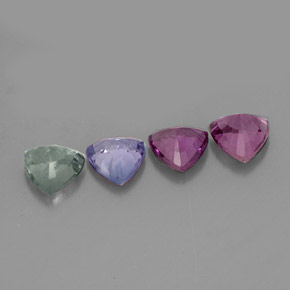 天然多色蓝宝石，三角形，5.1×5.1毫米，VVS-VS