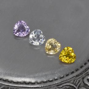 天然多色蓝宝石，心形，4×3.9毫米，VVS-VS