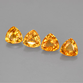 天然橙色蓝宝石，三角形，5.1×5.1毫米，VVS-VS