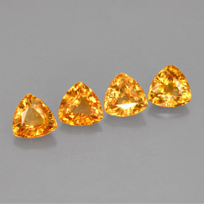 天然橙色蓝宝石，三角形，5.1×5.1毫米，VVS-VS