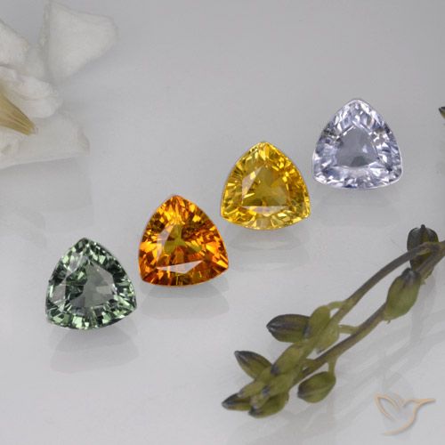 3.09天然多色蓝宝石，三角形，5.6×5.5毫米，VVS-VS