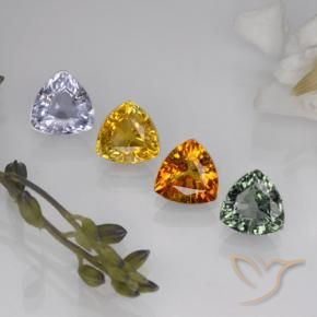 3.09天然多色蓝宝石，三角形，5.6×5.5毫米，VVS-VS