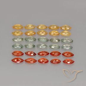 4.37天然多色蓝宝石，马眼形，4.2×2.3毫米，VVS-VS