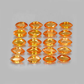 天然橙色蓝宝石，马眼形，4.1×2.3毫米，VVS-VS