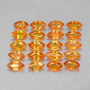 天然橙色蓝宝石，马眼形，4.1×2.3毫米，VVS-VS