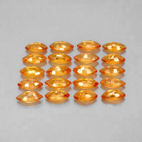 天然橙色蓝宝石，马眼形，4.1×2.3毫米，VVS-VS